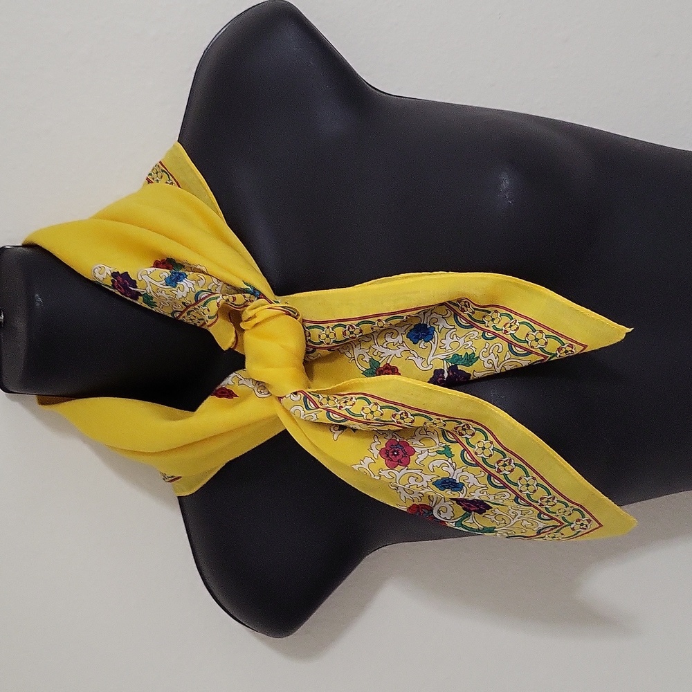 Vintage Ginnie Johansen Cotton Floral Scarf